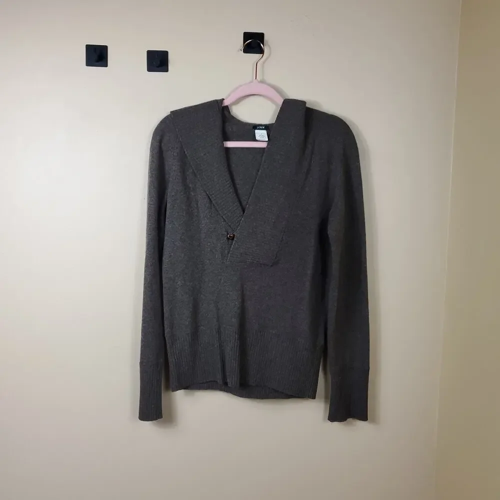J Crew Wool Cashmere Sweater with Hood in Taupe Size S